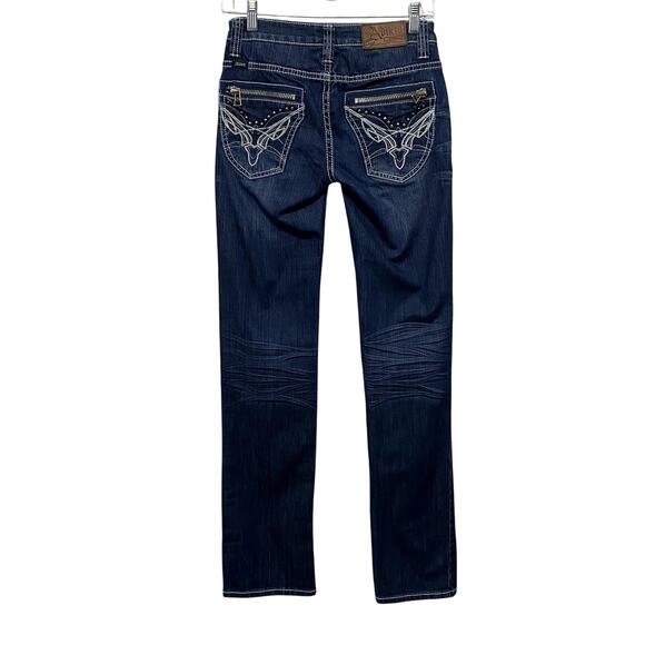 Adiktd y2k Embroidered Embellished Grunge Low-Rise Skinny Jeans - Picture 2 of 15